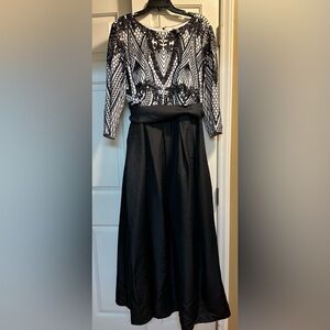 R&M Richards Black and Ivory Sequin Dress
